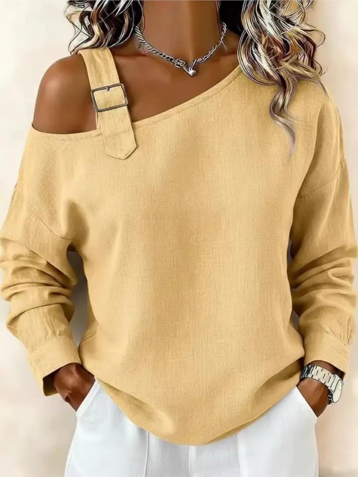 Nouveau T-shirt élégant et décontracté pour femme, idéal pour le printemps, l'automne, le bureau, les fêtes et les vacances, coupe ample, blanc