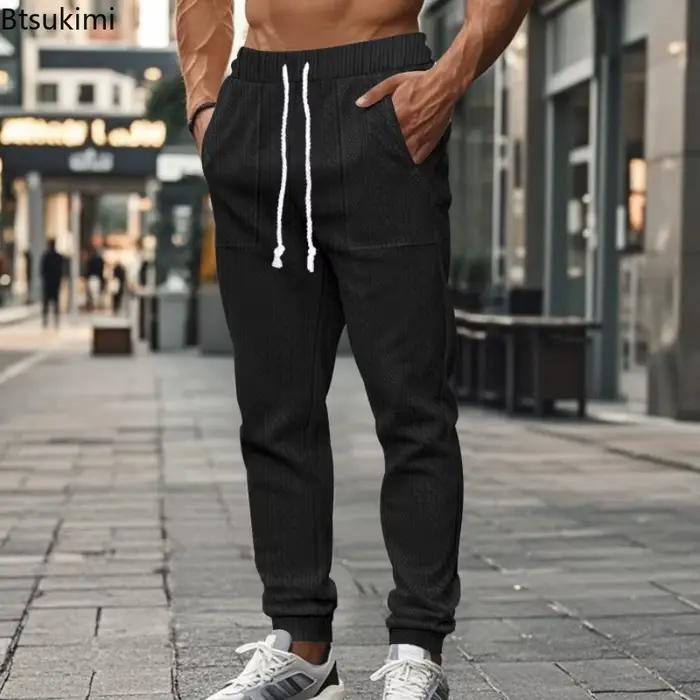 Pantalon de survêtement de couleur unie pour hommes