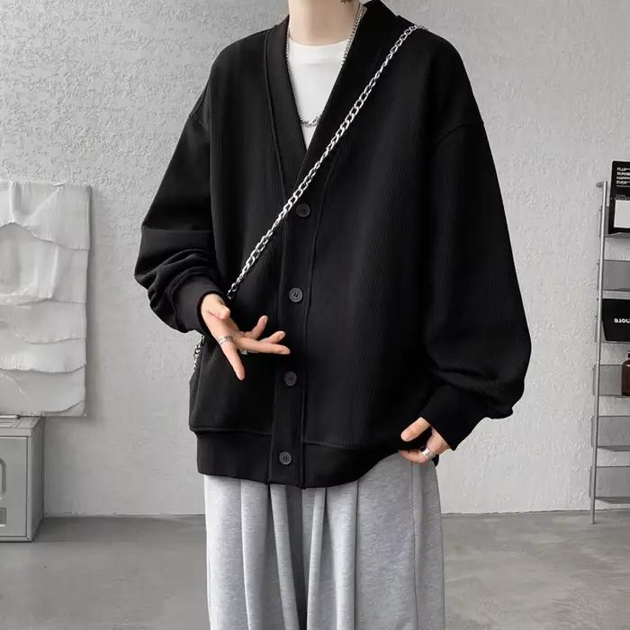 Grande taille hommes sweat M-XXXXXXXXL mélange lourd simple boutonnage Cargidan