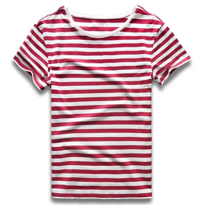 T-shirt rayé homme en coton décontracté pour toutes les saisons campus occasions spéciales confort humide évacuation activités sportives