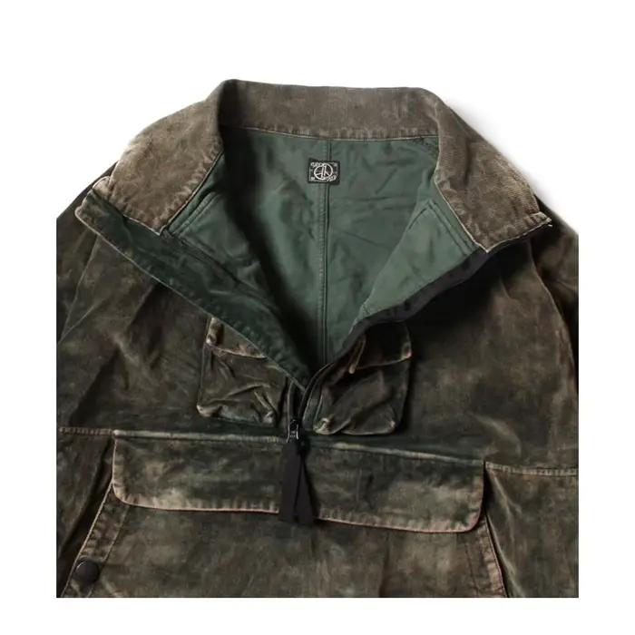 Veste décontractée à manches longues, style japonais, en batik délavé, effet vieilli, multi-poches