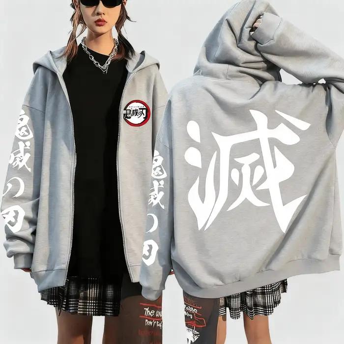 Sweat-shirt à capuche zippé Demon Slayer Anime pour homme et femme, unisexe, streetwear, décontracté, pull-over, mode printemps automne, vêtements Y2k