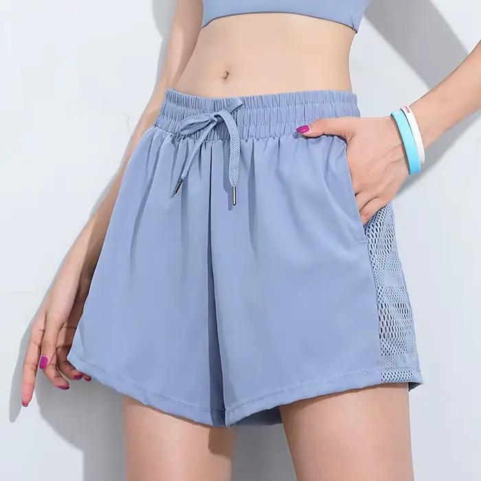 Shorts de yoga respirants à séchage rapide pour femmes, shorts de course décontractés, shorts d'entraînement, shorts de sport, jogging, fitness, gym, été, 2 en 1