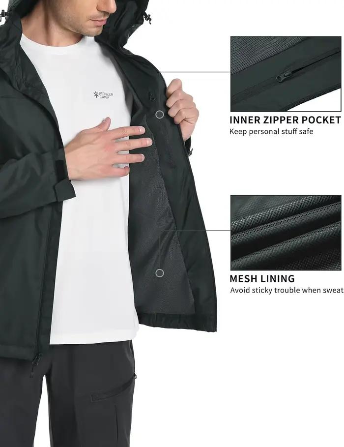 Veste de pluie imperméable et coupe-vent pour hommes, Pioneer Camp, style extérieur, résistance au vent et à la pluie, veste d'aventure polyvalente, occasions quotidiennes