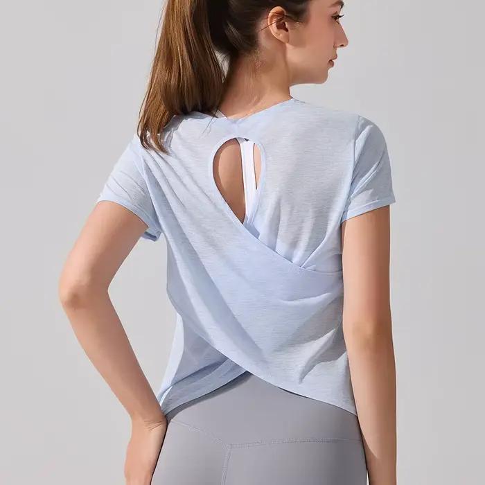 T-shirt de yoga Racerback pour femme – Cover-Up fitness respirant pour la course
