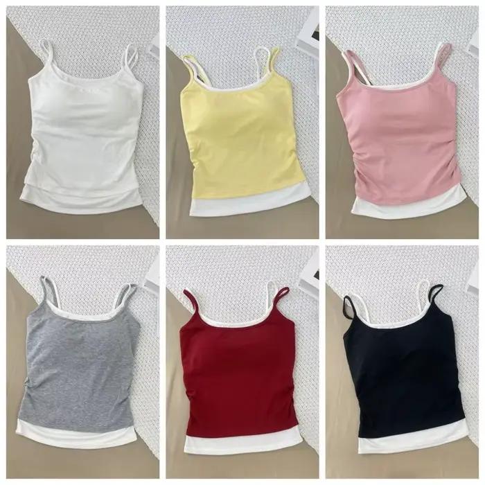 Débardeur Camisole Faux Deux Pièces Patchwork Doux