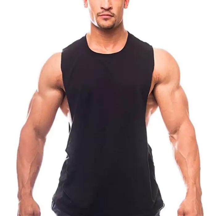 Débardeurs de course pour hommes en coton à découpes latérales