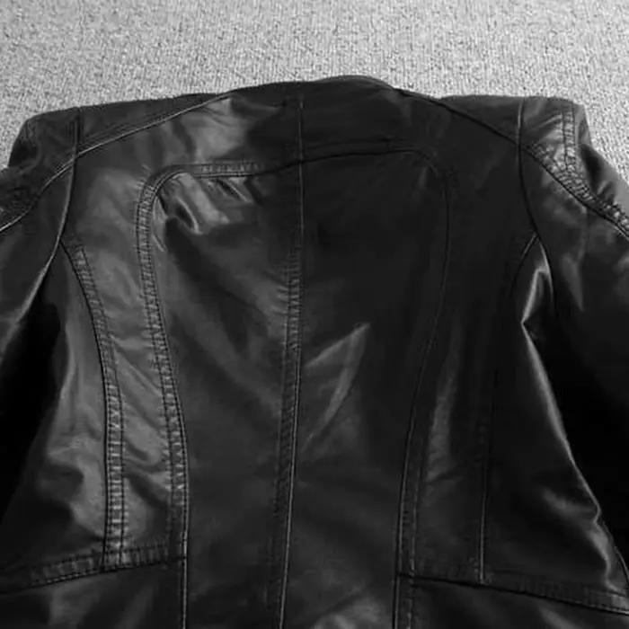 Veste en cuir PU noir 2026 pour femmes