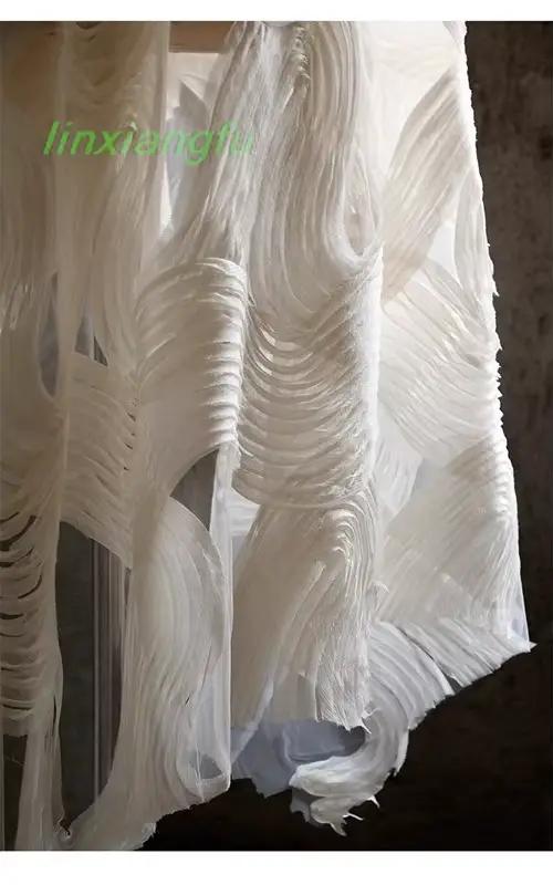 Tissu de vêtements chinois en maille de texture de vague d'artisanat lourd tridimensionnel
