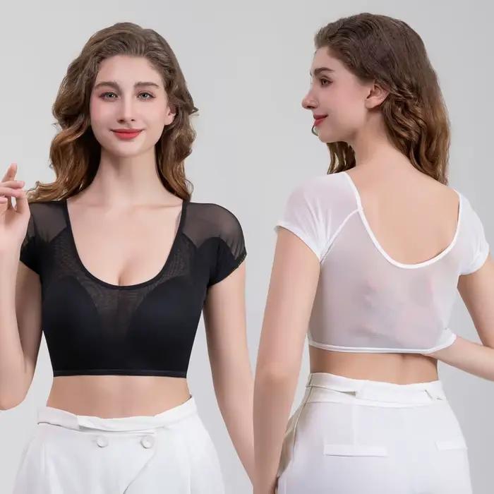 Débardeur respirant en maille transparente absorbant la transpiration avec coussinet de poitrine