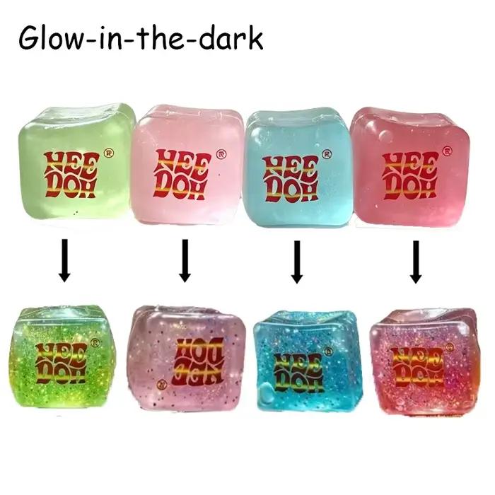 Needoh Nice Ice Cube Funny Luminous Glow in the Dark Fidget Sensory Toy Maltose Anxiety Relief Stress Squeeze Ball for ADHD Gift