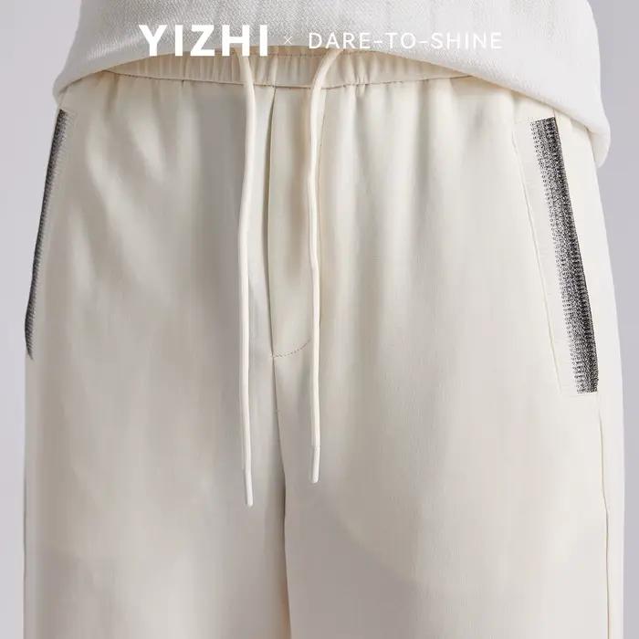 Pantalon de jogging en coton Mamba 260 GSM pour homme, style japonais, coupe ample, taille élastique, color block, doux et décontracté, idéal pour l'été
