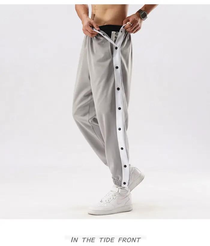 Pantalon de jogging pour homme avec côtés contrastés et boutons