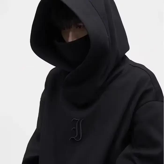 Sweat à capuche à col roulé Ninja pour hommes, nouvelle lettre brodée, mode Hip Hop, Y2K, Streetwear, Vintage, polaire, automne