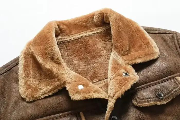Hommes vêtements de haute qualité mâle épaissir veste en cuir