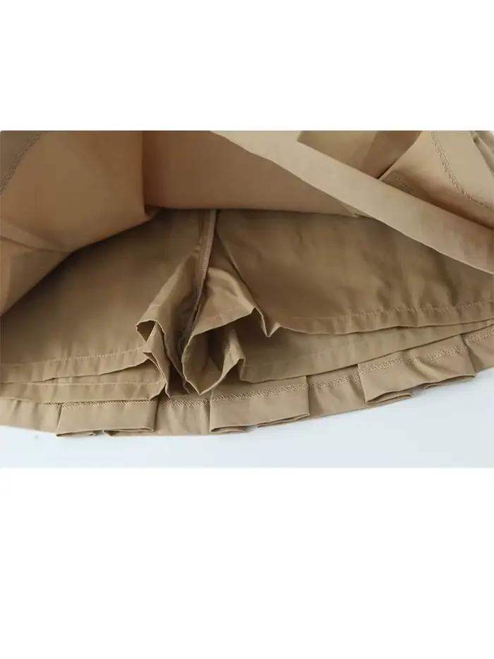 HH femmes mode d'été plissé taille haute travail culottes femme Chic fermeture éclair poche voyage sangle avec boucle métallique jupe
