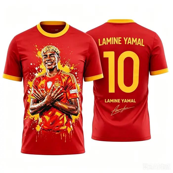 Maillot de football Yamal Fans pour hommes, t-shirt pour femmes, t-shirt pour garçons, t-shirt pour enfants, t-shirt parent-enfant, manches courtes à séchage rapide pour enfants