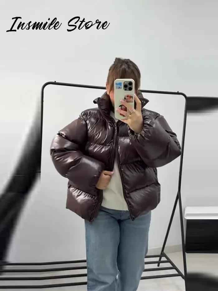 Manteaux d'hiver en coton à capuche chocolat pour femmes, épais et chaud, col montant, fermeture éclair, manches longues, doudoune, vêtements d'extérieur de rue, 2025