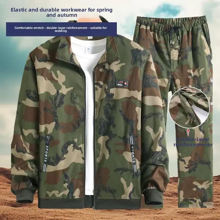 Ensemble de vêtements de travail de Camouflage épais, veste pour hommes pour chantier de Construction, vêtements de Protection du travail, vêtements de travail de printemps et d'automne
