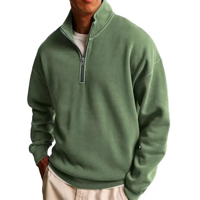 Nouveau Sweat-shirt Polyvalent Homme Printemps-Été 2026 – Col Montant Demi-Zip Tendance Décontracté à Manches Longues