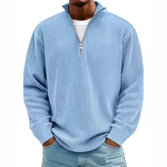 Nouveaux sweats en velours côtelé pour hommes automne solide à manches longues vêtements