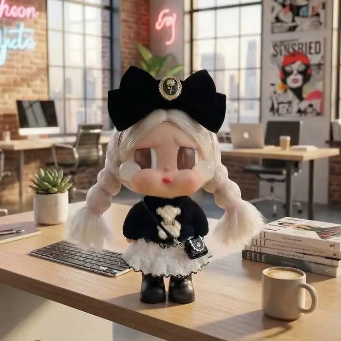 Vêtements pour poupée Crybaby : Ensemble robe pull tricotée avec accessoires nœud pour cheveux