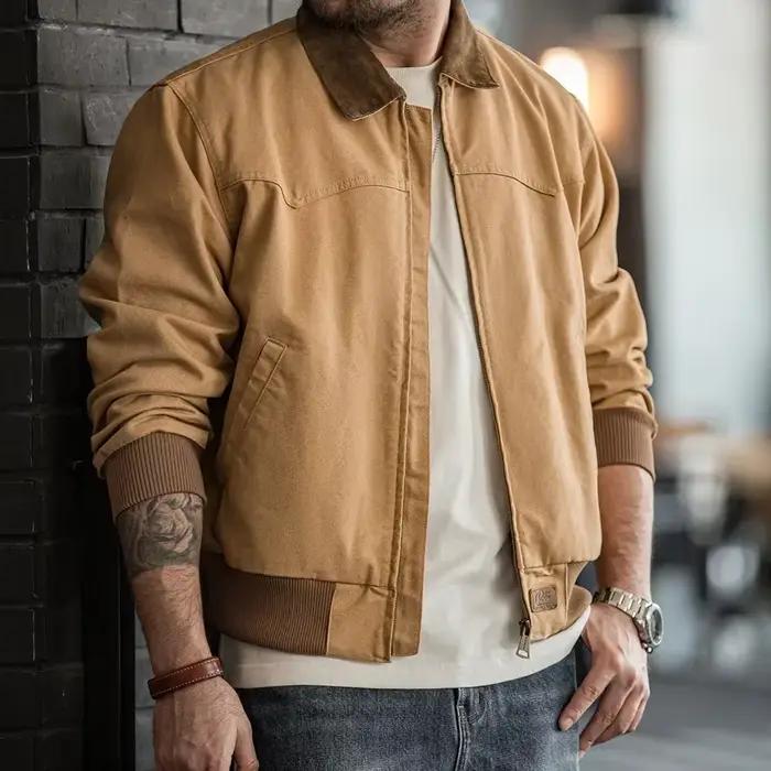 Maden rétro lourd Santafe toile vestes coton velours côtelé revers ourlet