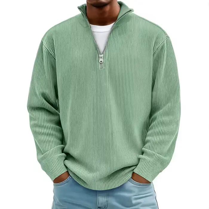 Nouveaux sweats en velours côtelé pour hommes automne solide à manches longues vêtements