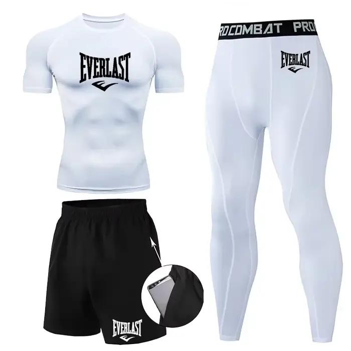 EVERLAST hommes T-shirt + Short 2 pièces ensemble loisirs souffle à manches courtes Sport Jogging gymnase marque impression vêtements
