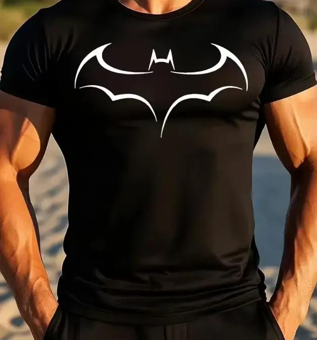 T-shirt de compression moulant pour homme à imprimé chauve-souris