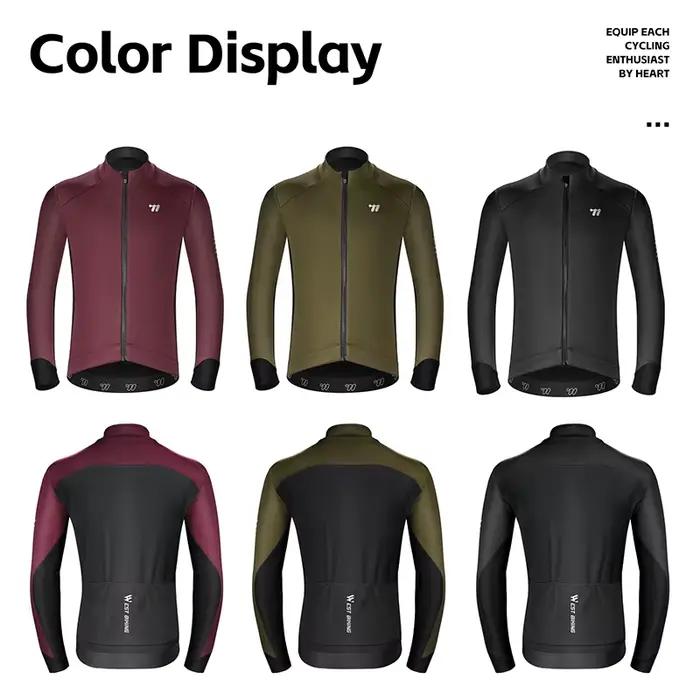 WEST BIKING – veste de cyclisme d'hiver pour hommes, doublure thermique en velours, vtt, manches longues, dessus chaud, manteau de vélo de route 0 ~ 15 ℃ avec fermeture éclair YKK