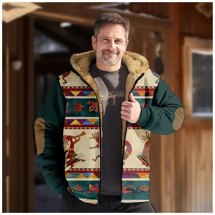 Veste imprimée de festival amérindien rétro pour hommes