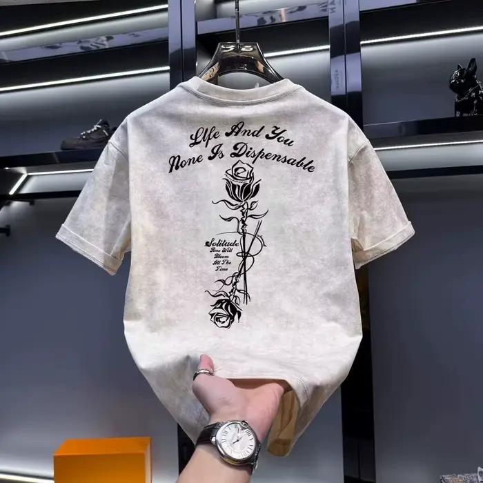 T-shirt kaki pour hommes d'été vêtements pour hommes à la mode de haute qualité Harajuku T-shirt de sport de rue haut noir M-3XL 2025 nouveau