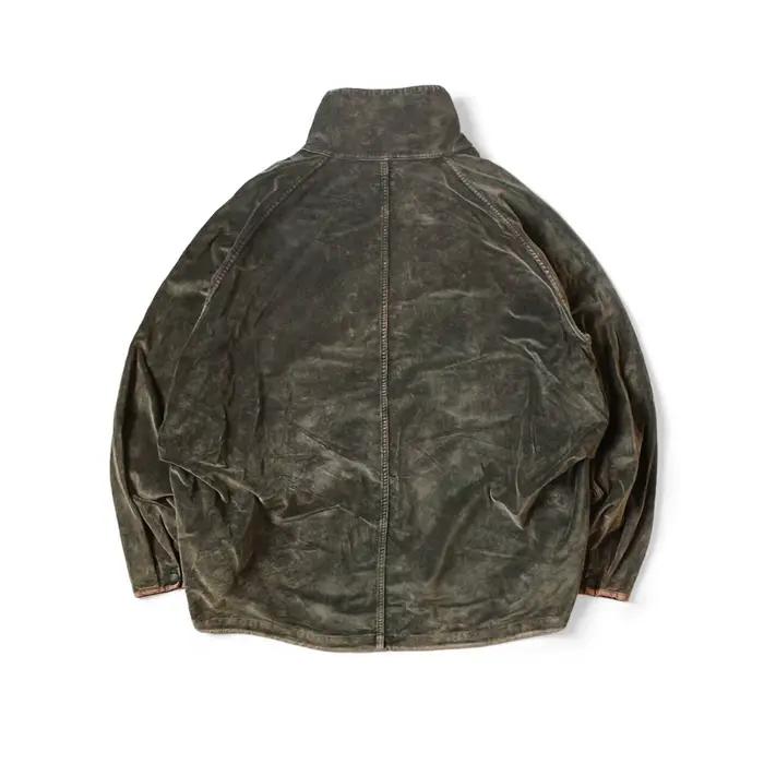 Veste décontractée à manches longues, style japonais, en batik délavé, effet vieilli, multi-poches