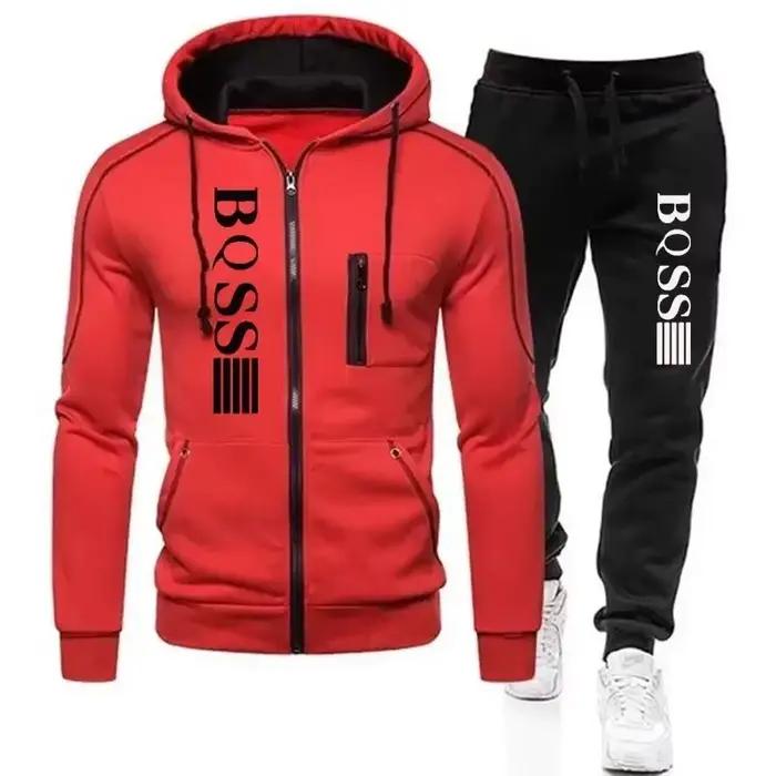Mode survêtement hommes costume automne nouvelle veste Cardigan à fermeture éclair + pantalons