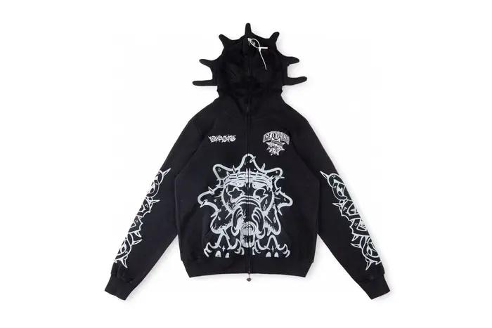 Glo Gang Eroded Glo sweat à capuche imprimé broderie thermique hommes femmes haute qualité surdimensionné noir pleine