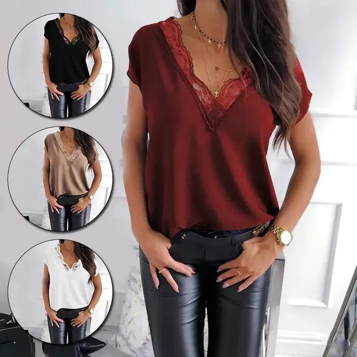 T-Shirt en dentelle brodée personnalisable hauts féminins légers et élégants pour femmes diverses occasions