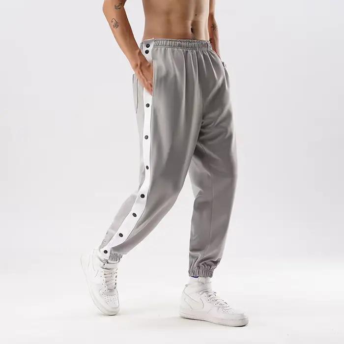 Pantalon de jogging pour homme avec côtés contrastés et boutons