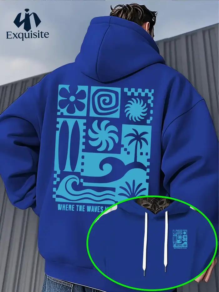 Sweat-shirt à capuche décontracté pour homme style océan automne-hiver