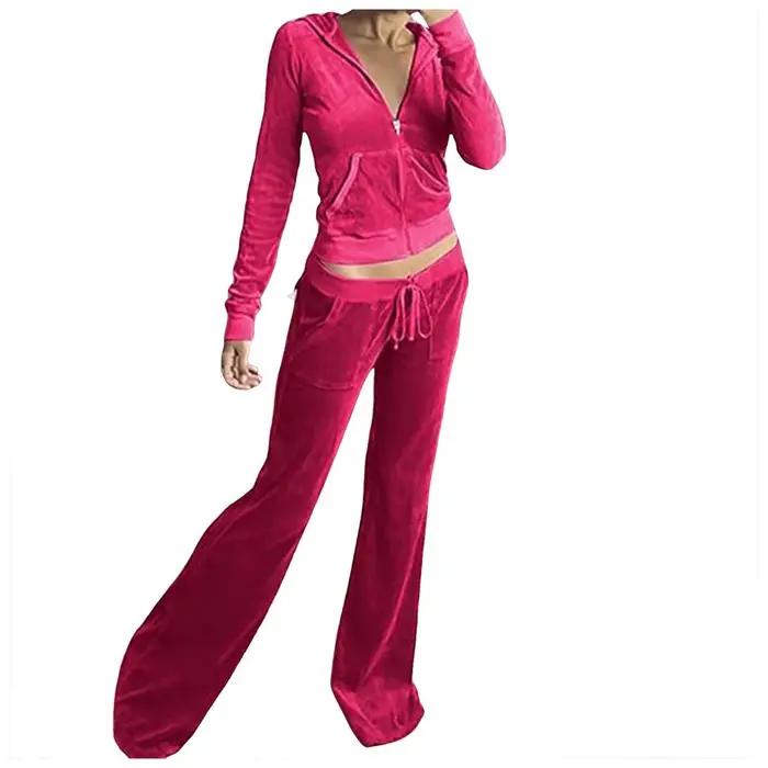 Ensemble de survêtement ZOMAXIUJEE en velours, veste à capuche zippée, pantalon cargo pour femmes, coupe décontractée, style folk indépendant, occasion décontractée, polyester durable, appliques élégantes, ajustement mince