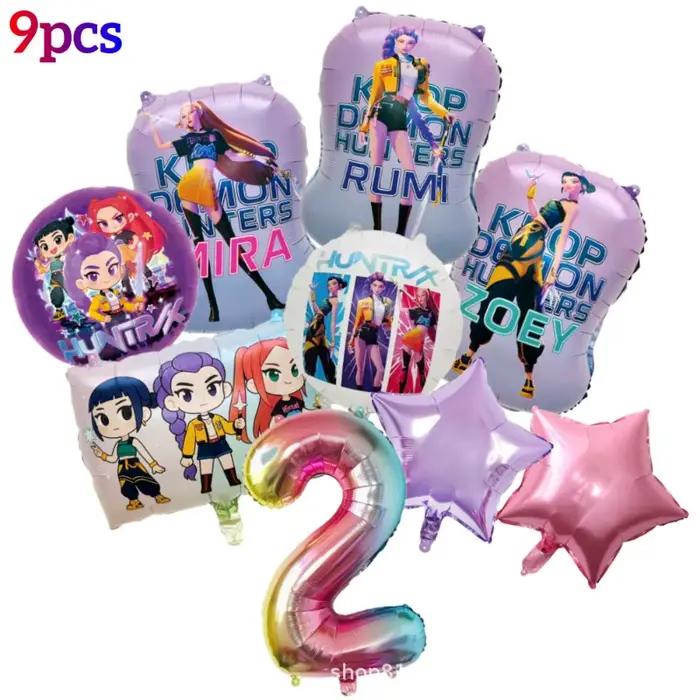 Ensemble de ballons en aluminium Kpop Demon Hunters numéros 1-9, ballons à thème personnages, décorations de fête d'anniversaire, accessoire photo