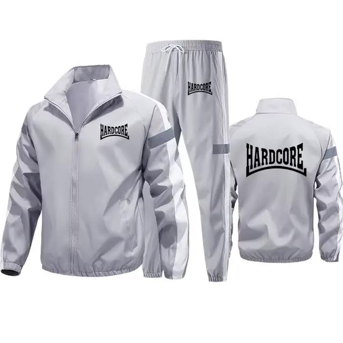 M-6XL mode survêtement hommes costume imprimé Hardcore automne nouvelle veste Cardigan à fermeture éclair + pantalon