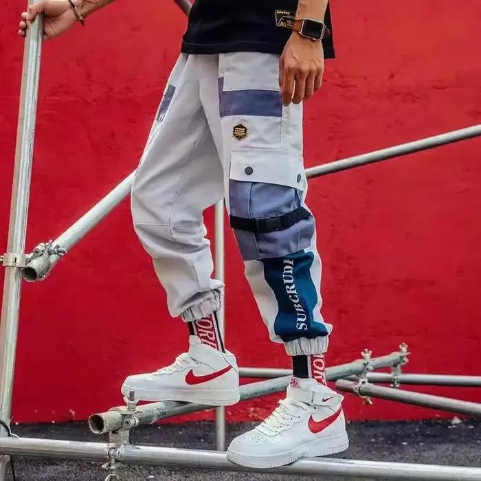 Joggers Cargo Pants for Men Loose Fit Cotton Casual Hip Hop Style Pants with Pockets Ideal for Spring and Summer Wear