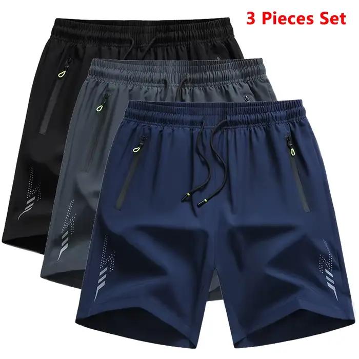 3 pièces nouveaux Shorts de course hommes Shorts de sport de gymnastique séchage rapide entraînement Fitness Jogging pantalons courts homme été Board Shorts