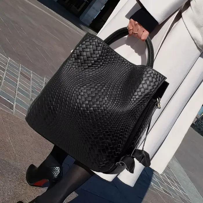 Aidrani Le sac à main en cuir véritable pour femme avec de motifs tissés luxueux est une grande capacité et un sac