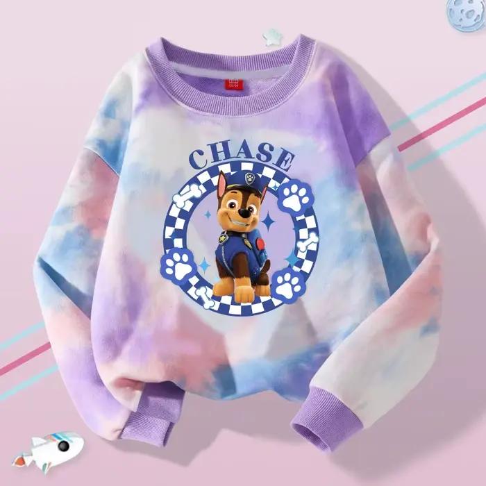 PAW Patrol Enfant Sweat-shirt à manches longues Dessin animé Chase Skye Imprimé Tie-Dye Pull Garçons Filles Hiver Décontracté Col rond Hauts Cadeaux