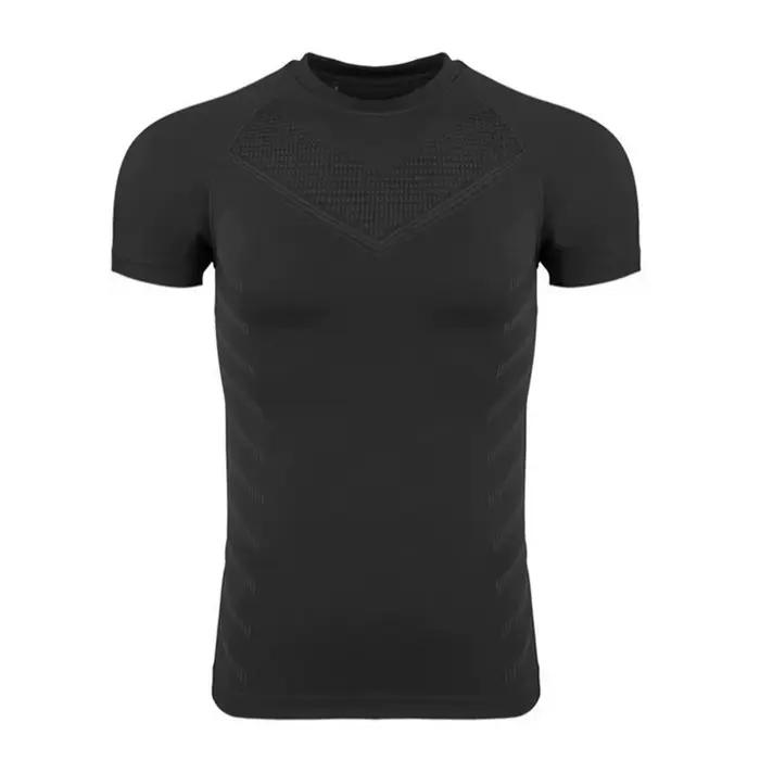 T-shirt de gymnastique homme à séchage rapide compression fitness court manches pour course et entraînement sportif occasionnels