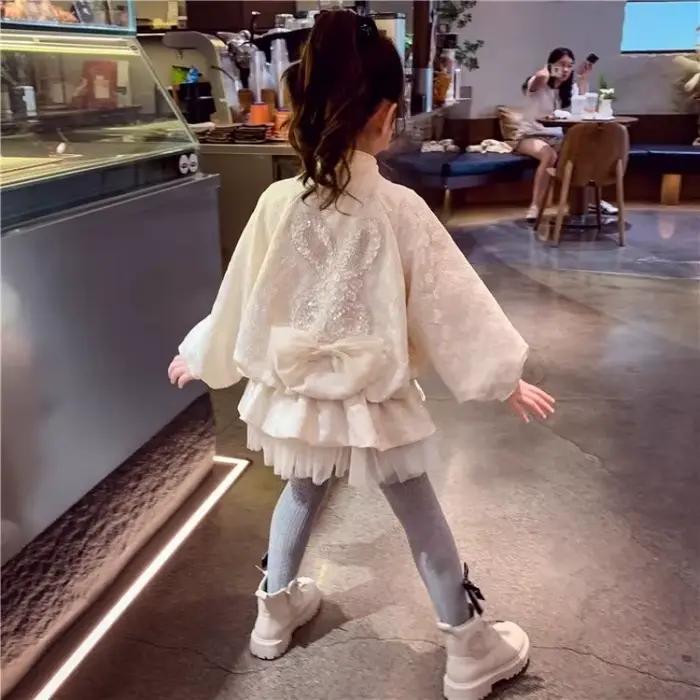 Veste de baseball pour filles, manteau de princesse en maille épissée, nouveau style occidental, printemps et automne