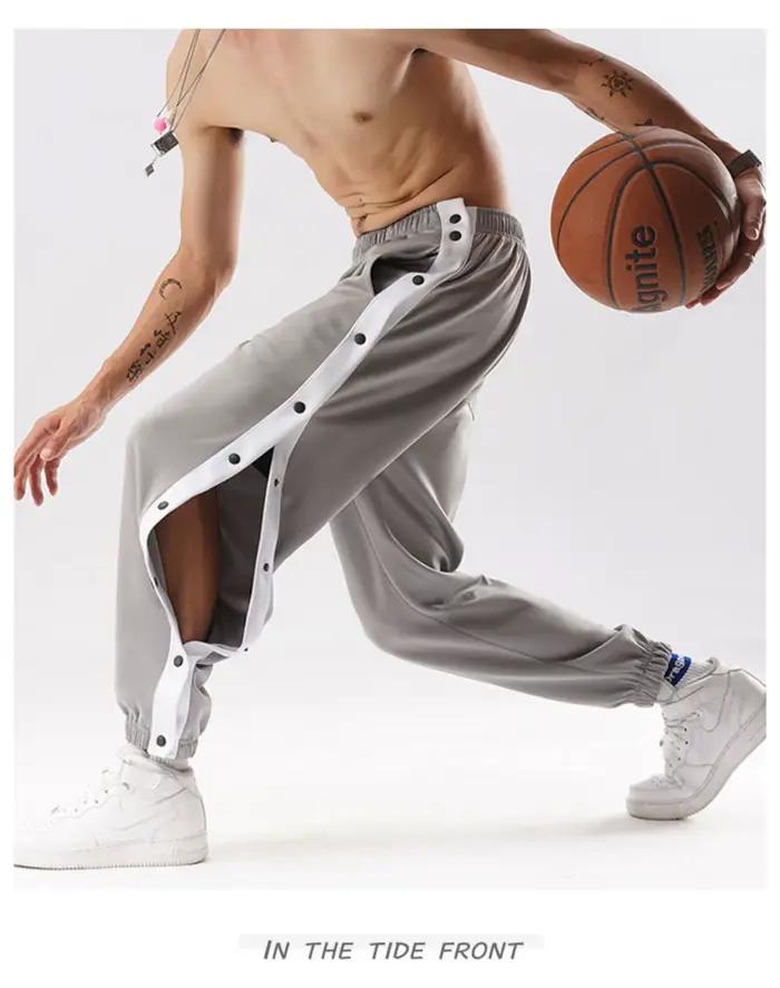 Pantalon de jogging pour homme avec côtés contrastés et boutons