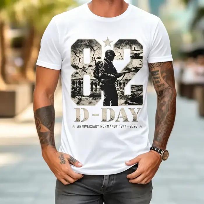 Tee-shirt Commémoratif D-Day 1944 2026 Hommes Style Décontracté Polyvalent Occasions Spéciales Vêtement Historique